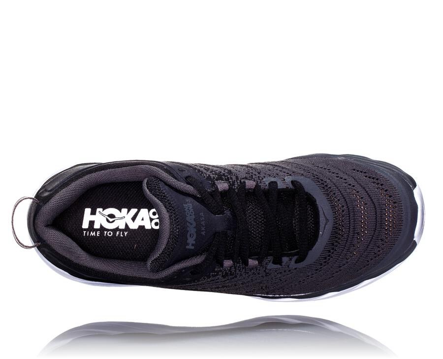 Running Shoes Mens - Hoka One One Akasa - Black/White - XCZFBGD-26